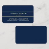 Carte De Visite Professionnel Élégant Moderne Bleu Et Or Luxe (Devant / Derrière)
