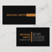 Carte De Visite Professionnel Élégant moderne bronze Plain Noir (Devant / Derrière)