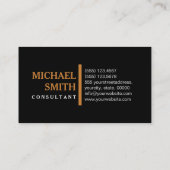 Carte De Visite Professionnel Élégant moderne bronze Plain Noir (Dos)