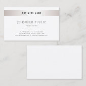 Carte De Visite Professionnel Élégant Moderne Design Simple Argent (Devant / Derrière)
