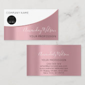 Carte De Visite Professionnel Élégant Moderne Logo Rose Blanc (Devant / Derrière)