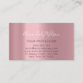 Carte De Visite Professionnel Élégant Moderne Logo Rose Blanc (Dos)