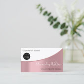 Carte De Visite Professionnel Élégant Moderne Logo Rose Blanc (Debout devant)