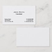 Carte De Visite Professionnel Élégant Moderne Plain Simple Blanc (Devant / Derrière)