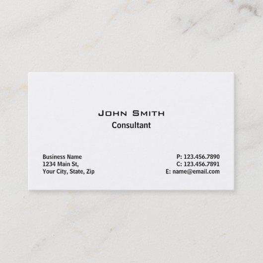 Carte De Visite Professionnel Élégant Moderne Plain Simple Blanc (Devant)