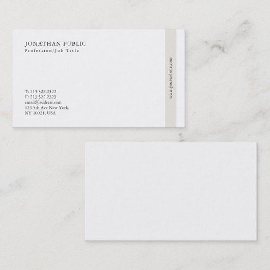 Carte De Visite Professionnel Élégant Moderne Simple Plain (Devant / Derrière)