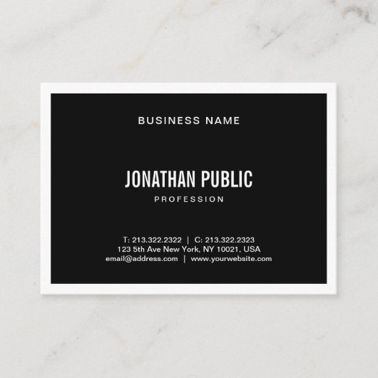 Carte De Visite Professionnel Élégant noir blanc moderne simple (Devant)