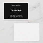 Carte De Visite Professionnel Élégant noir blanc moderne simple (Devant / Derrière)