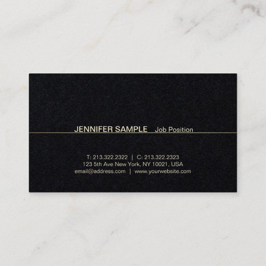 Carte De Visite Professionnel Elegant Noir Blanc Or Luxe (Dos)