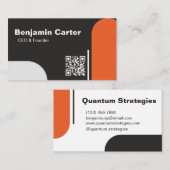 Carte De Visite Professionnel élégant Noir Blanc Orange Moderne Pr (Devant / Derrière)