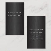 Carte De Visite Professionnel Élégant Noir Brossé Métal (Devant / Derrière)