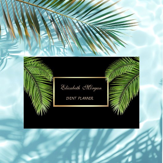 Carte De Visite Professionnel élégant, Noir, Cadre, Palmier