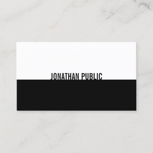Carte De Visite Professionnel Élégant Noir Et Blanc Simple Plain (Devant)