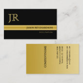 Carte de visite professionnel élégant Noir et Or (Devant / Derrière)