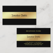 Carte De Visite Professionnel Élégant Noir Et Or Glamour (Devant / Derrière)