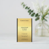 Carte De Visite Professionnel Elegant Noir Or Luxe Simple Chic (Debout devant)