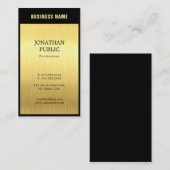 Carte De Visite Professionnel Elegant Noir Plaine Or Luxe Chic (Devant / Derrière)
