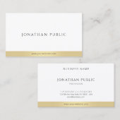 Carte De Visite Professionnel Élégant Or Blanc Moderne Simple (Devant / Derrière)