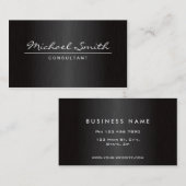 Carte De Visite Professionnel élégant Plain Moderne Métal Noir (Devant / Derrière)