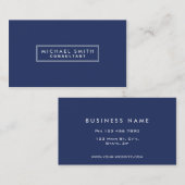 Carte De Visite Professionnel Élégant Plat Simple Moderne Bleu (Devant / Derrière)