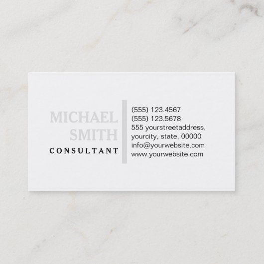 Carte De Visite Professionnel Élégant Platine Moderne Blanc clair (Dos)