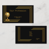 Carte De Visite Professionnel élégant Profession Boule Noir Or (Devant / Derrière)