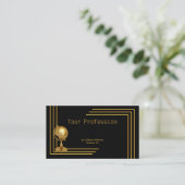 Carte De Visite Professionnel élégant Profession Boule Noir Or (Debout devant)