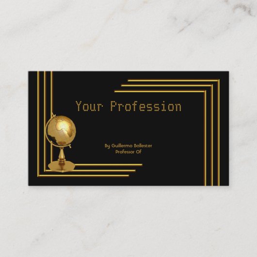 Carte De Visite Professionnel élégant Profession Boule Noir Or (Devant)