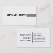 Carte De Visite Professionnel Élégant Titane Moderne Blanc clair (Devant / Derrière)