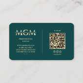 Carte De Visite Professionnel Élégant Turquoise Gold Therapist Mod (Dos)