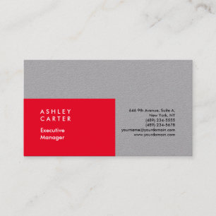 Carte De Visite Professionnel élégant uni minimaliste rouge gris