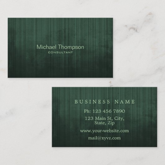 Carte De Visite Professionnel Élégant Vert Moderne Noir rustique (Devant / Derrière)