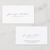 Carte De Visite Professionnel Élégant Violet Blanc Simple Plain (Devant / Derrière)