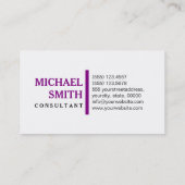 Carte De Visite Professionnel élégant violet moderne blanc clair (Dos)