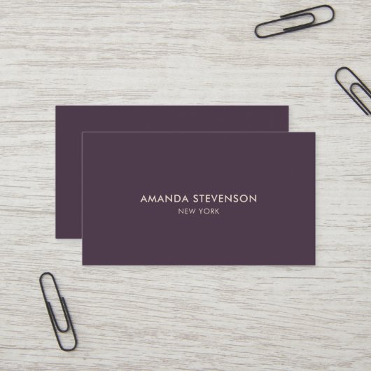 Carte De Visite Professionnel élégant violet profond et beige (Devant/Arrière en situation)