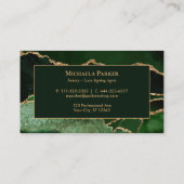 Carte de visite professionnel Emerald Green Agate (Dos)