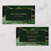 Carte de visite professionnel Emerald Green Agate (Devant / Derrière)