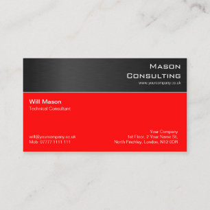 Carte de visite professionnel en acier rouge noir