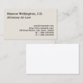Carte de visite professionnel en droit nostalgique (Devant / Derrière)