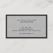 Carte de visite professionnel en lin noir et gris (Dos)