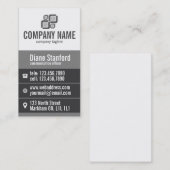 Carte De Visite Professionnel épais de rayure - gris (Devant / Derrière)