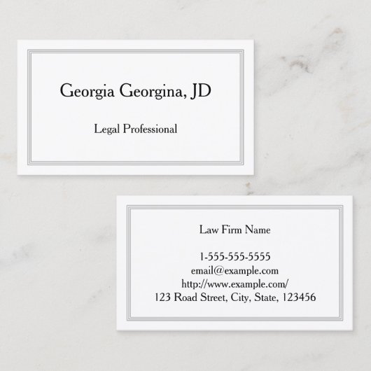 Carte De Visite Professionnel et simple, avec bordure à trois lign (Devant / Derrière)