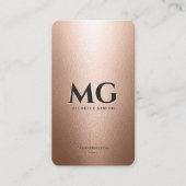 Carte De Visite Professionnel Faux Rose or Noir Initiales Minimal (Devant)