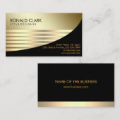 Carte De Visite Professionnel financier rétro en métal noir d'or (Devant / Derrière)