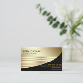 Carte De Visite Professionnel financier rétro en métal noir d'or (Debout devant)