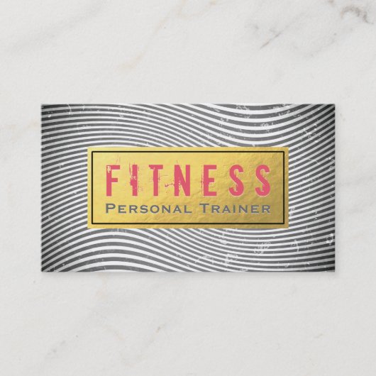 Carte De Visite Professionnel Fitness Personal Trainer Black & Gol (Devant)