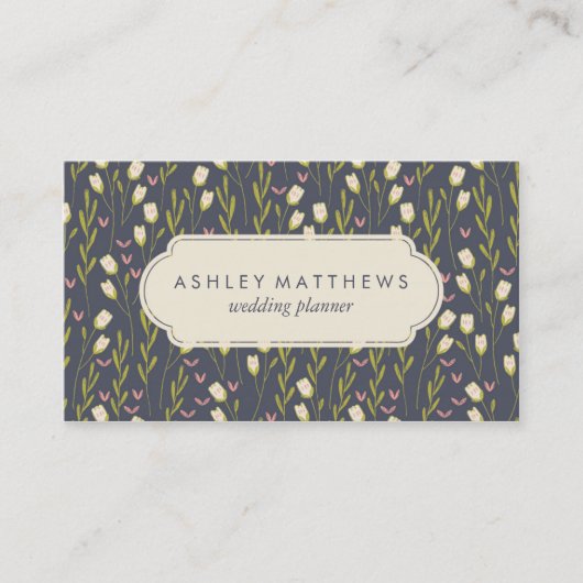 Carte De Visite Professionnel floral de motif de tulipes (Devant)