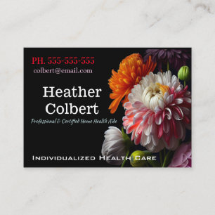 Carte De Visite Professionnel Floral Fancy Black