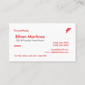 Carte De Visite Professionnel Formel Moderne Rouge Propre (Devant)