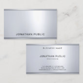 Carte De Visite Professionnel Glamour Argent Metallo Chic (Devant / Derrière)